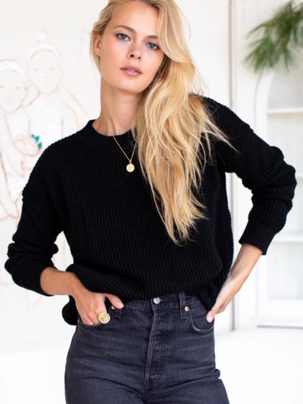 Emerson Fry Daily Sweater Organic Cotton Black M Wardrobe Staple Quiet Luxury